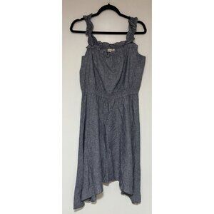 Valani Hemp Blend Chambray Women’s Sleeveless Dress Shark Bite Hem NWT Size 10